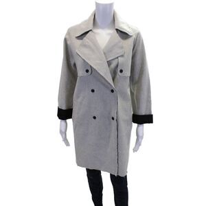 Native Youth Womens Double Breasted Snap Closure Peacoat Light Gray Size XS